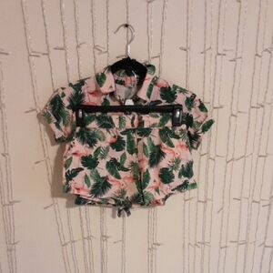 Tropical Leaf Print Kids Matching Set